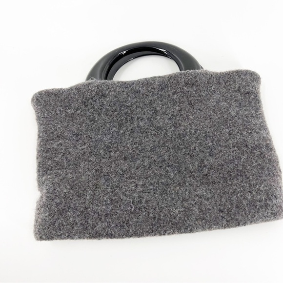 ✅‎ UNBRANDED BOILED WOOL TULIP PURSE WITH LUCITE PLASTIC HANDLES - Picture 5 of 7